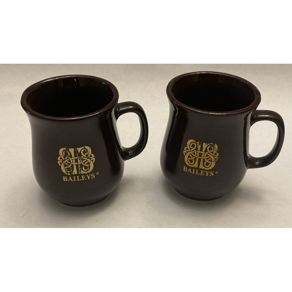 Bailey’s Irish Cream Mugs - Vintage - classic - brown with gold emblem (pair)